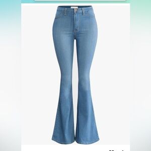 High waist denim bell bottom medium wash jeans